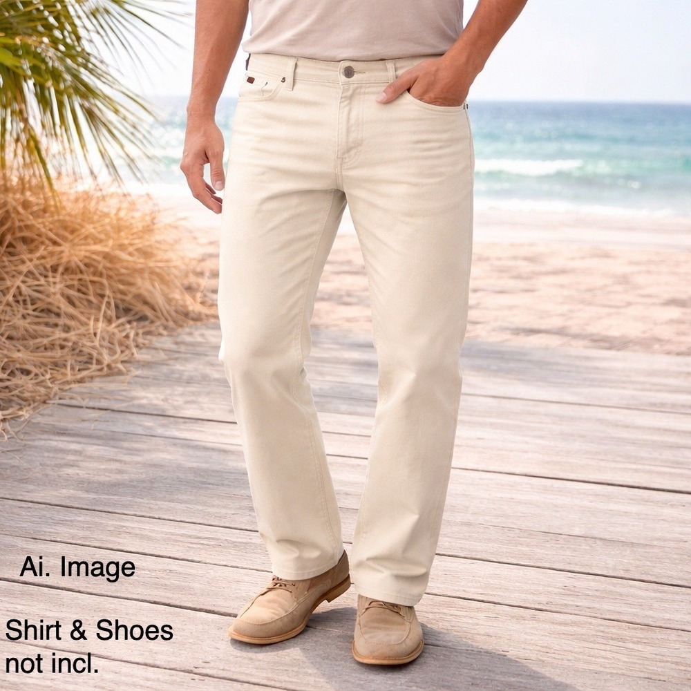 7 For All Mankind Flynt Men 38W Straight Leg Off White Cream Jeans USA Minimal